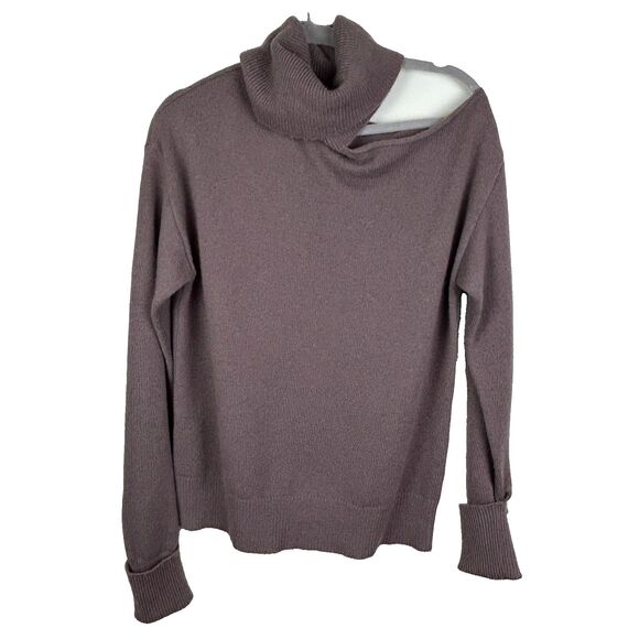 Paige Raundi Cutout Shoulder Sweater Truffle Taupe Wool Knit Turtleneck sz S EUC - Picture 2 of 14